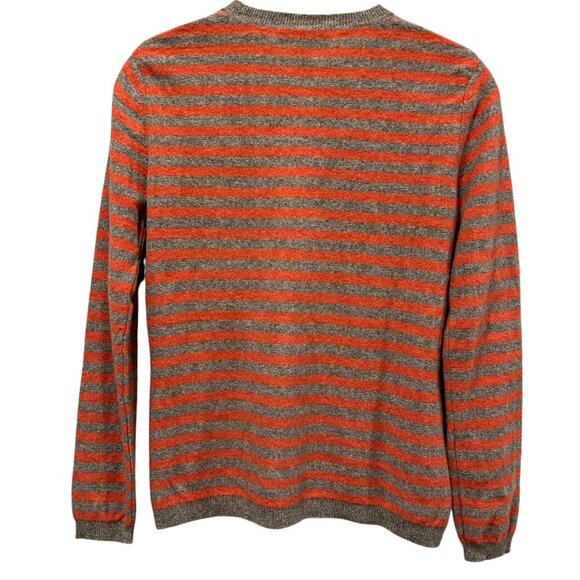 Country Shop Striped Cashmere Crew Sweater, Gray Orange, M - Picture 5 of 8